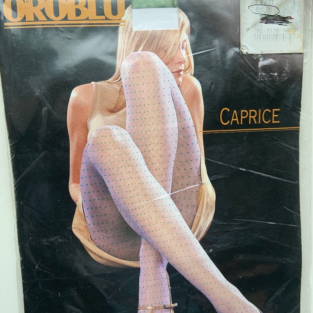 OROBLU Caprice vert green tights polka dots S